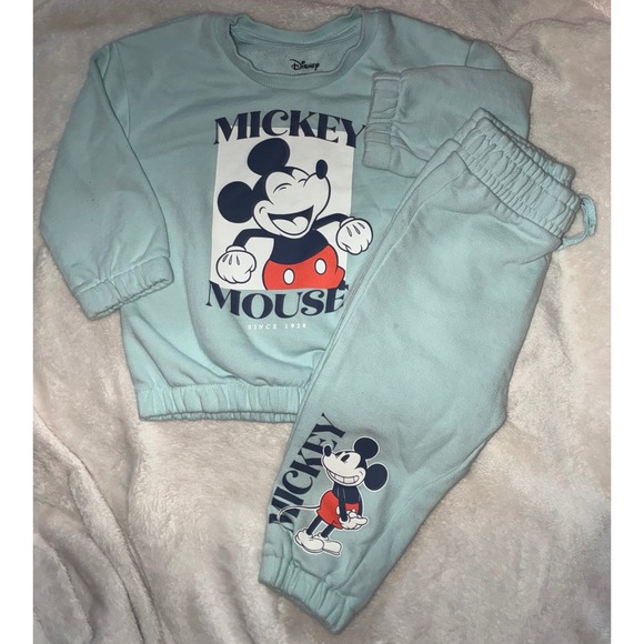 Primark Other - Disney Primark Mickey Mouse Sweatshirt and Joggers Set Mint Green 9-12 Months